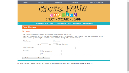 Online booking for Chiswick Holiday Courses